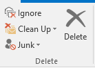 Outlook "Delete" menu group